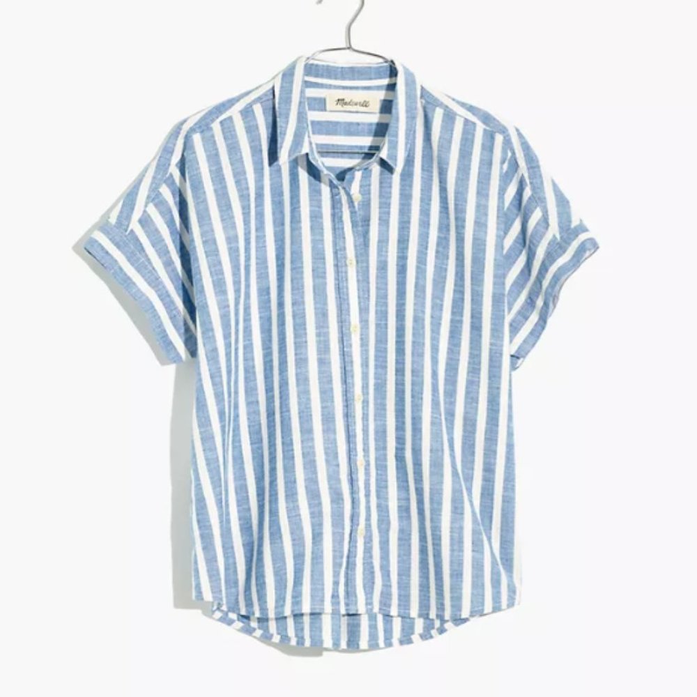 Madewell Cropped Button-Down Shirt in Stripe
